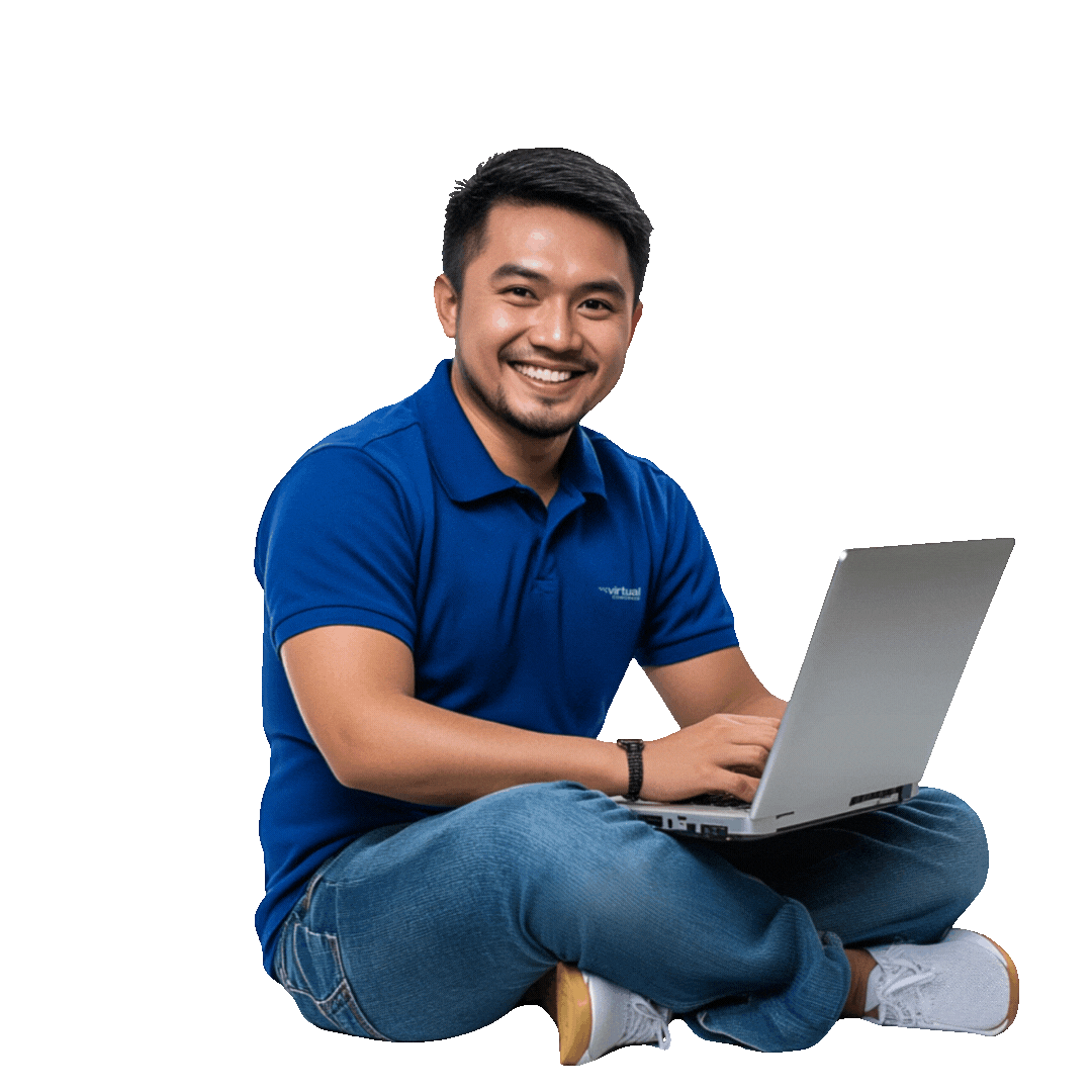 Digital Marketing Manager from the Philippines - Virtual Coworker Animated representation of a digital marketing manager overseeing multiple digital marketing tasks, including analytics, campaign management, and content creation.